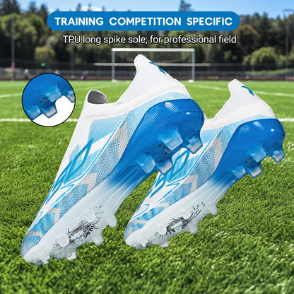 Anti-Slip AG/FG Soccer Boots, TPU Shock Absorption Sole, Durable PU Fabric Upper, Teen Boys and Girls Professional Field Sneakers