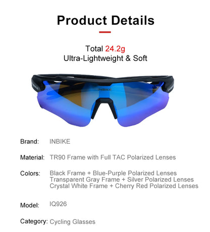 INBIKE 2025 MTB Cycling Sunglasses Polarized UV Protection for Road Biking Mountain Bike Running Hiking Outdoor Sports Glasses