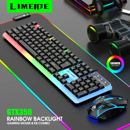 Conjunto gaming NG GTX350 com teclado e rato para computador portátil, retroiluminação LED, teclado USB com fio GTX350, preto