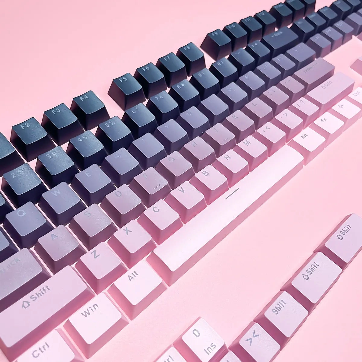 Keycap RGB gamer retroilluminati a gradiente per tastiera meccanica con switch MX, profilo OEM, PBT bianco e blu, layout ISO, tasti fai da te