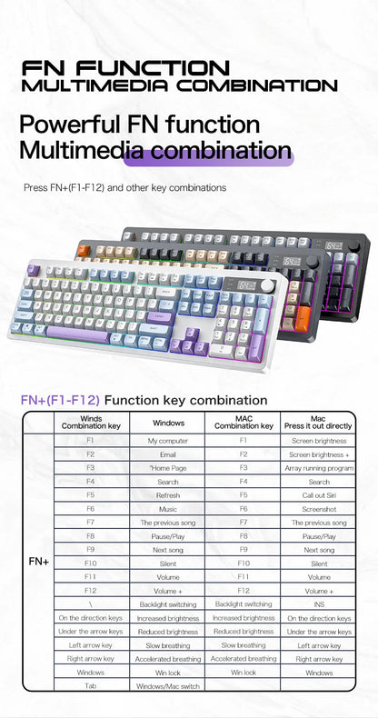 Teclado XUNFOX TK100 inalámbrico 2.4 Bluetooth de doble modo para gaming, silencioso, oficina y portátil, universal