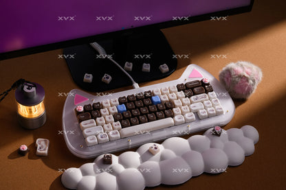 XVX 148 teclas teclas con temática de gatos perfil MAO, teclas coreanas brillantes y adorables para teclado 61 64 68 78 87 96 98 104 108