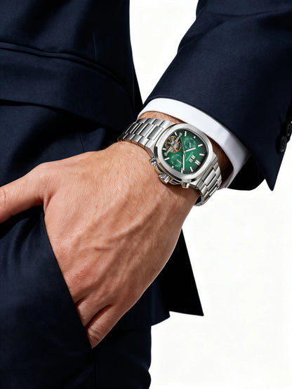 Forsining 481 Military Man Tourbillon Hands Watch Week Date Automatic Mechanical Watches Stainless Steel Clock Relogio Masculino
