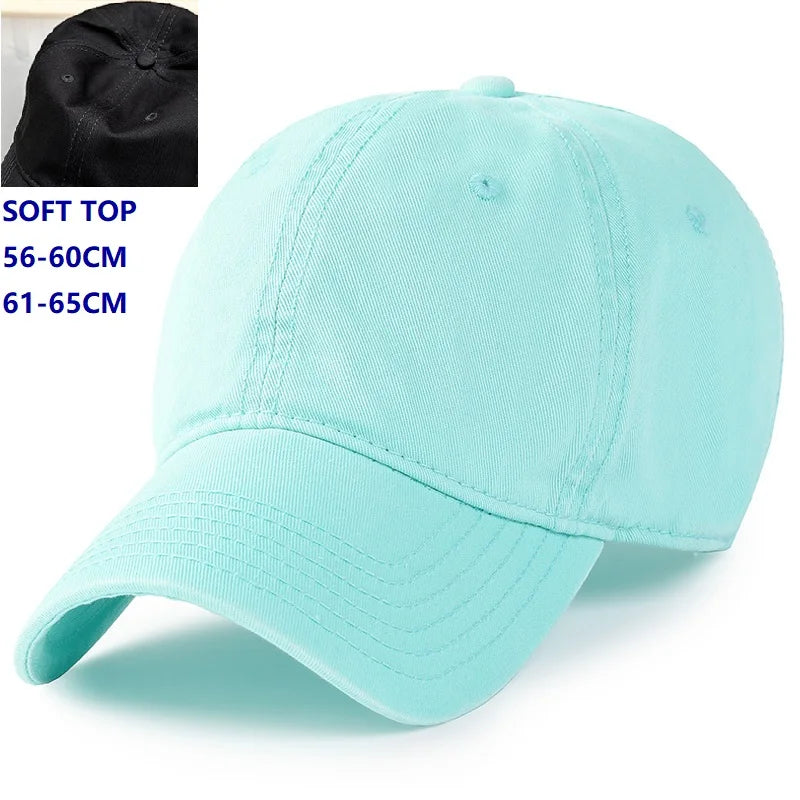Baseball Caps for Big Head Men Women XXL Oversize High Crown Adjustable Plain Solid Snapback Hats 56-60cm 60-65cm