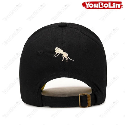 M letter Wolf Totem Embroidery Cotton Adjustable Hard Top Baseball Cap Sun Hat Trucker Caps Dad Hats
