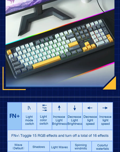 AULA F108 Keyboard 100% Layout 1K Polling Rate Mechanical Gaming Keyboard Hot Swappable Linear Switch with Macro Software