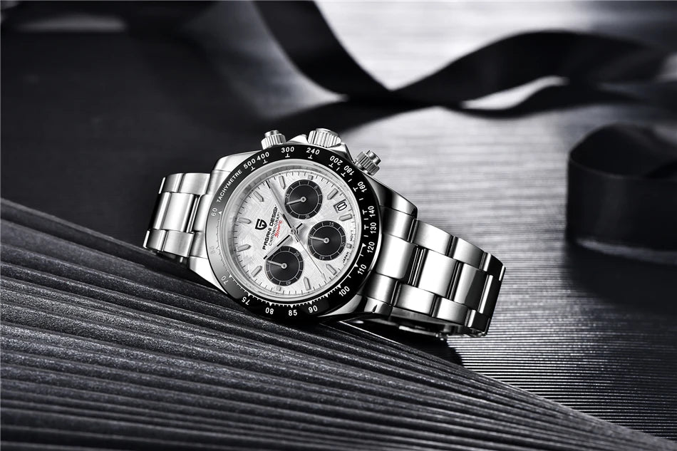 PAGANI DESIGN V2 40MM Meteorite Dial Men Quartz Watches Sapphire Retro Chronograph Waterproof Watch For Men