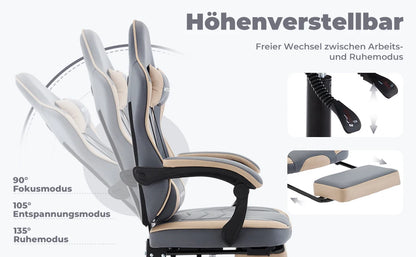WOTSTA Gaming Chair Ergonomic Gamer Chair with Footrest, Adjustable Lumbar Support, Headrest, Reclining Computer Chair for Office & Gaming