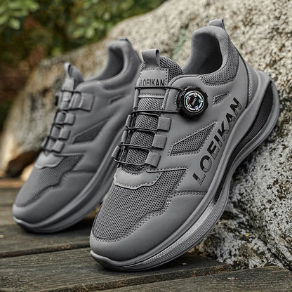 Chaussures de course à boucle rotative pour hommes, baskets respirantes en maille légère, semelle coussinée, antidérapantes, chaussures de marche quotidiennes, 2 couleurs