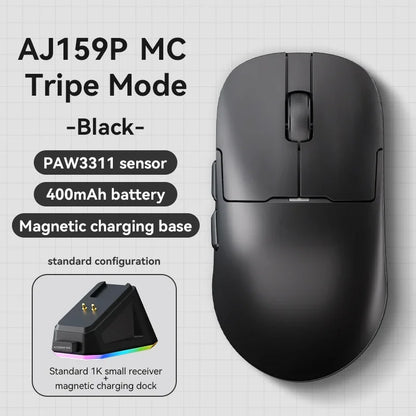 Mouse gaming Ajazz AJ159 PRO/APEX 8000Hz Rebound Rate Paw3950 con schermo a colori, supporto magnetico AJ159P per ufficio e gaming