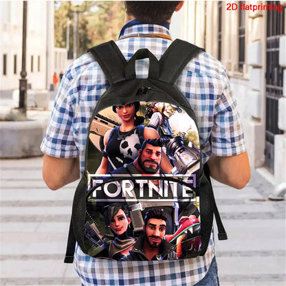 FORTNITE 3-Piece School Backpack Set with Front Pocket Bag, Crossbody Bag, and Pencil Case for Ages 5-10 Boys and Girls, Lightweight, Includes Free 3D Printed Keychain