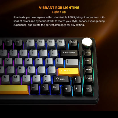 Tastiera meccanica Machenike K600-B82W Tri-Mode con montaggio Gasket, layout ANSI 75%, retroilluminazione RGB, tastiera gaming wireless