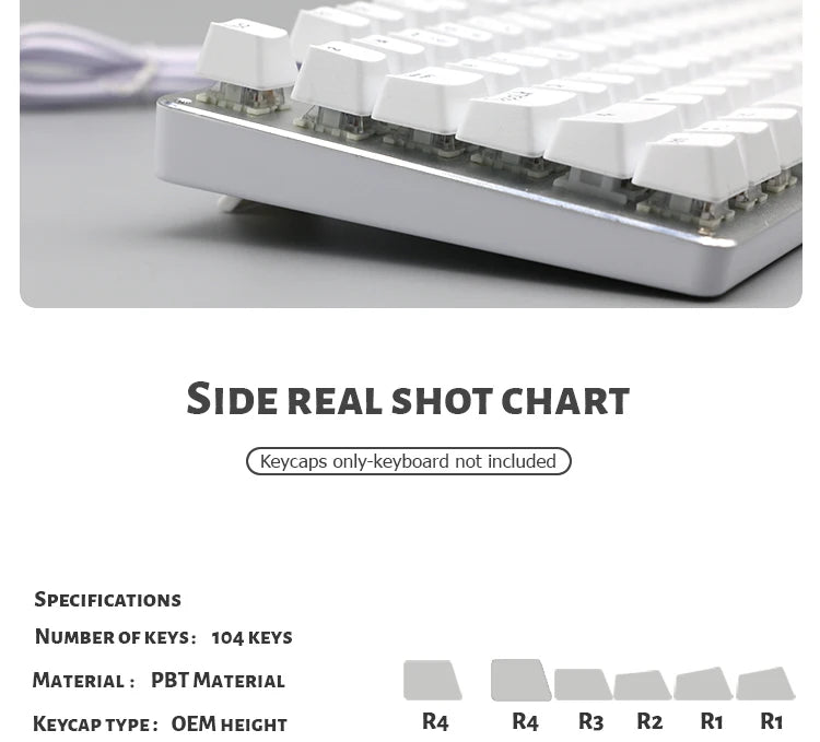 104 Keys Korean French Russian Spanish German Backlit Keycaps For Mx Switch Mechanical Keyboard OEM Profile ABS Key Caps DIY