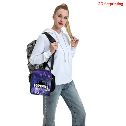 Cute Cartoon Lunch Bag Insulated Thermal Food Container Leakproof Reusable Fortnite Lunch Cooler Bag for Kids Students
