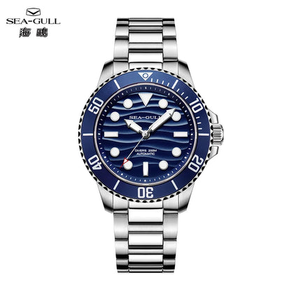 Seagull Ocean Series Automatic Man Mechanical Wristwatches Wave Dial Calendar 200m Waterproof Luminous Diving Watch reloj  6203