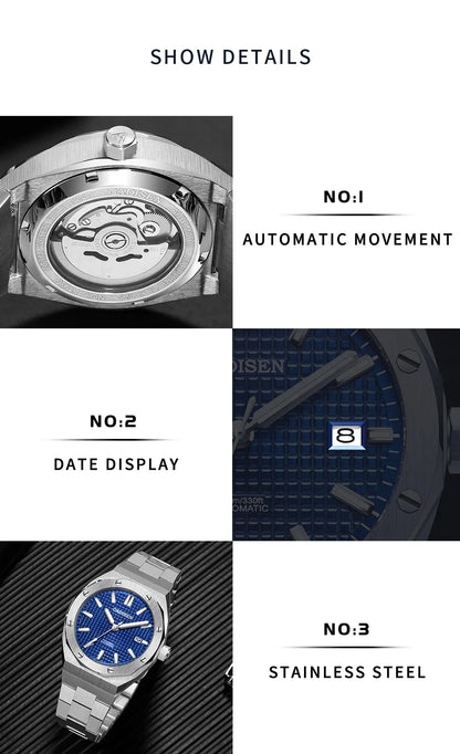 CADISEN Luxury Design 42MM Men Watches Japan MIYOTA 8215 Sapphire Glass Mechanical Automatic Watch Men 100M Waterproof