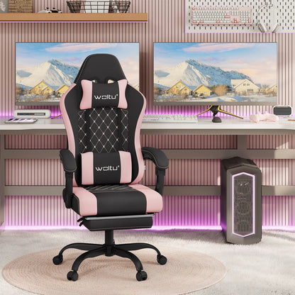 WOLTU Massage Gaming Chair Ergonomic Gamer Chair with Footrest, Lumbar Support, Adjustable Headrest, Swivel Computer Office Chair