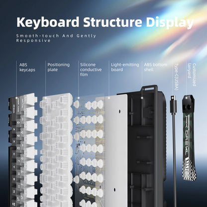 Tastatură cu fir compactă 7KEYS 60%, cu iluminare RGB, capace de taste cu gradient, tastatură de gaming USB pentru PC-uri cu Windows, laptopuri și tablete