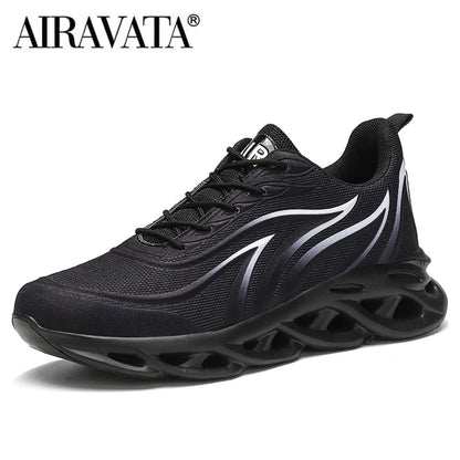 Sneakers da uomo con stampa fiamme, scarpe sportive in tessuto flyknit, scarpe da running comode, scarpe atletiche outdoor da uomo