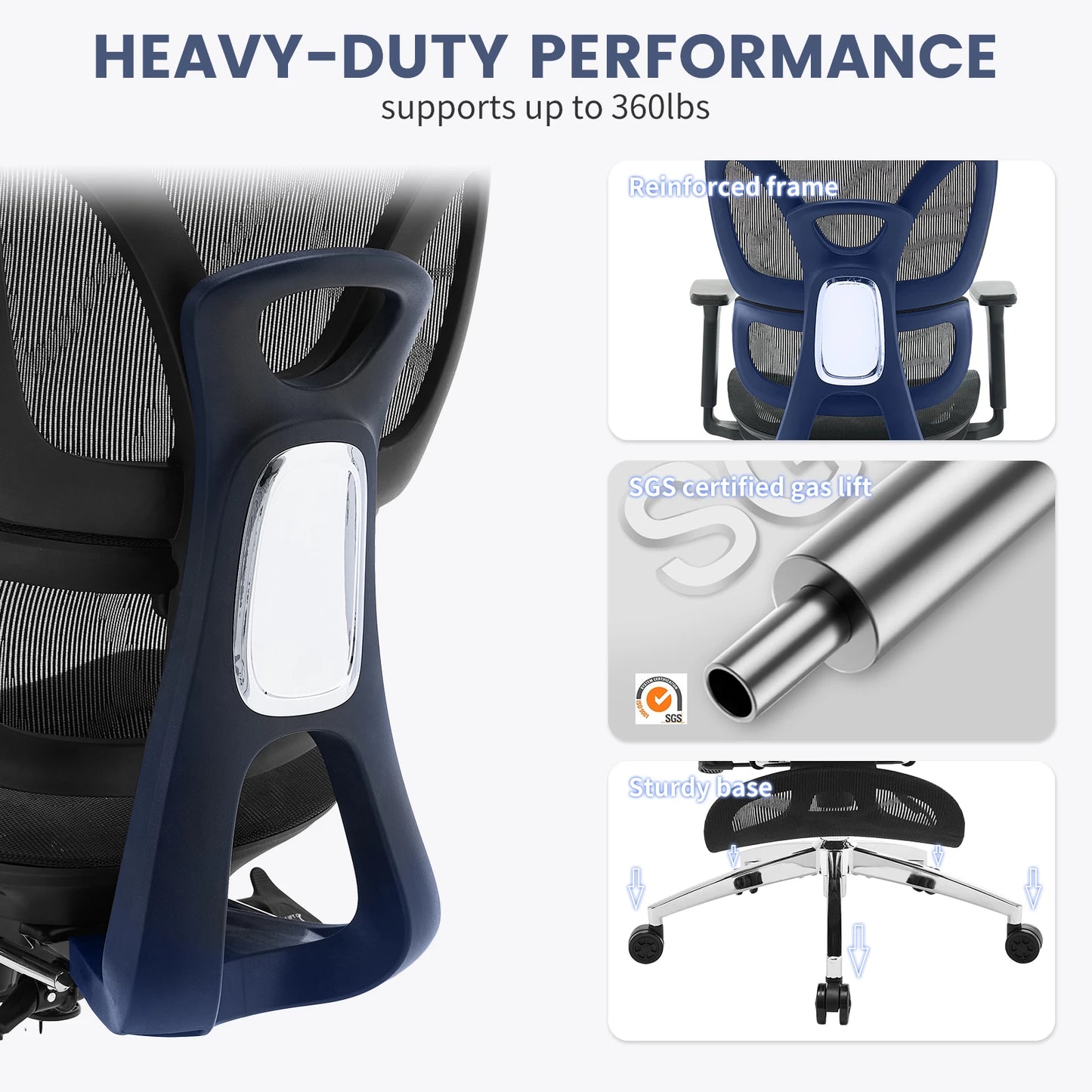 Ergonomic Office Chair High Back Mesh Desk Chair with Footrest, Dynamic Lumbar Support, Adjustable Headrest, Reclining Computer Chair
