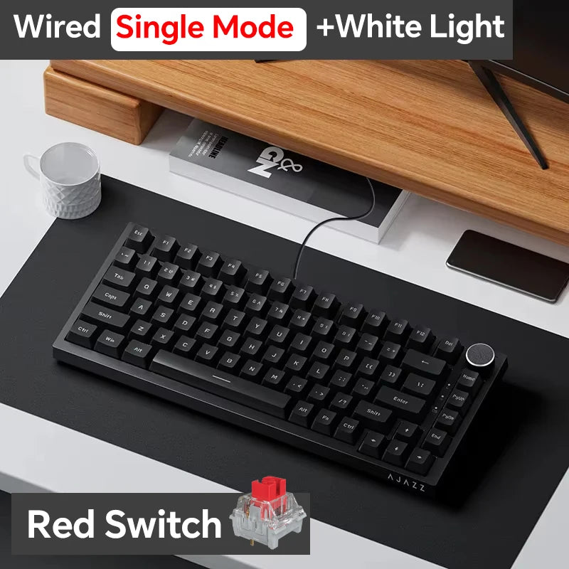 Ajazz AK820 / AK820PRO Gaming Mechanical Keyboard 82 Keys Wired Bluetooth 2.4GHz Wireless Gamer Keyboard Custom Gasket for Laptop