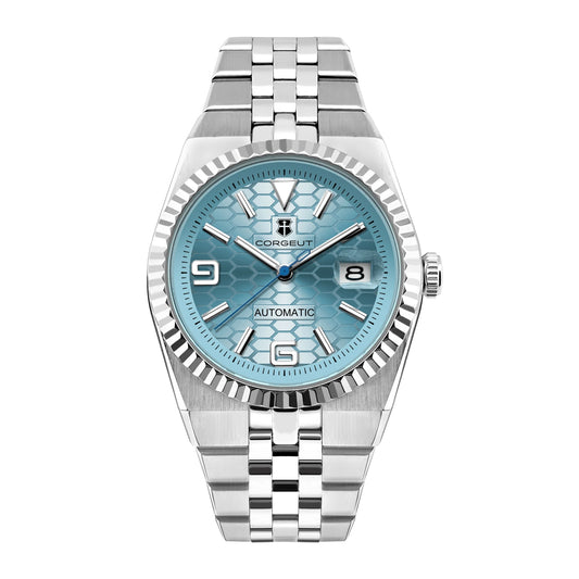 Corgeut 40mm luxusní pánské sportovní hodinky s automatickým strojkem NH35, mechanické náramkové hodinky se safírovým sklem, ledově modré pánské hodinky