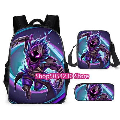 Mochila Fortnited de 3 piezas para niños Victory Game, 16 pulgadas, resistente al agua, mochila preescolar moderna, mochilas escolares para primaria