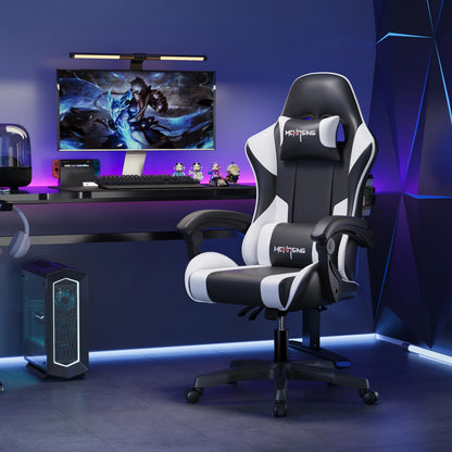 Sedia gaming e-sport ergonomica dal design moderno, con rotazione girevole, ruote e stile avvolgente, per ufficio, casa e postazione computer