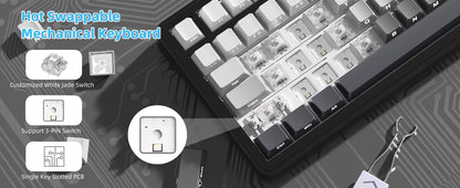 Teclado mecánico ATTACK SHARK X85 trimodo Gasket 75% con perilla CNC, acolchado de 5 capas, hot-swap, retroiluminación RGB y NKRO