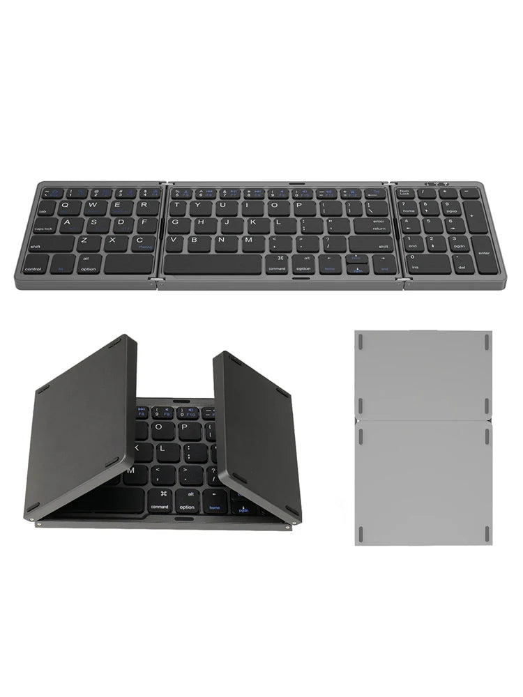 Teclado inalámbrico Bluetooth plegable recargable para iPad, móvil, tableta, portátil y oficina, mini teclado inalámbrico