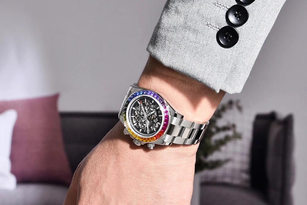 PAGANI DESIGN Orologio meccanico automatico da uomo in acciaio inossidabile, impermeabile 10Bar, sportivo, di lusso casual per uomo