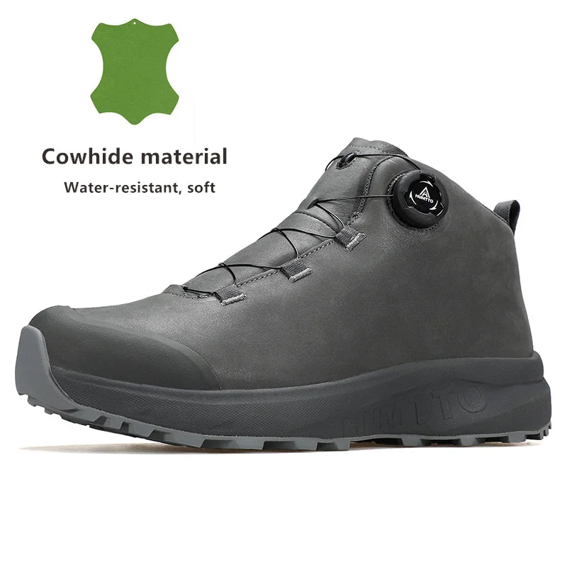 Zapatos de cuero HUMTTO para hombre, calzado deportivo de invierno para camping y actividades al aire libre, botas de trekking transpirables, zapatillas de senderismo antideslizantes para hombre