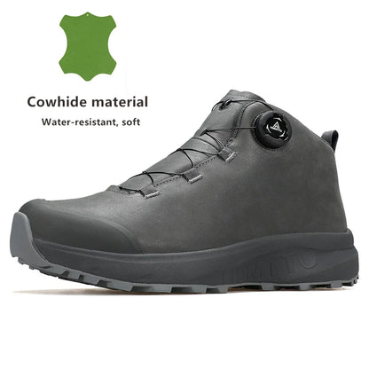 Zapatos de cuero HUMTTO para hombre, calzado deportivo de invierno para camping y actividades al aire libre, botas de trekking transpirables, zapatillas de senderismo antideslizantes para hombre