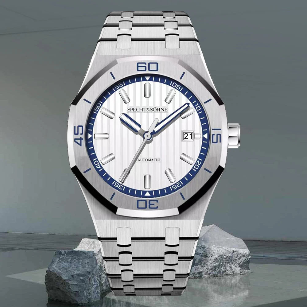 Specht&Sohne New Classic Men's Watch 50M Waterproof Luminous Sapphire Crystal Blue Automatic Mechanical Watches Reloj Hombre