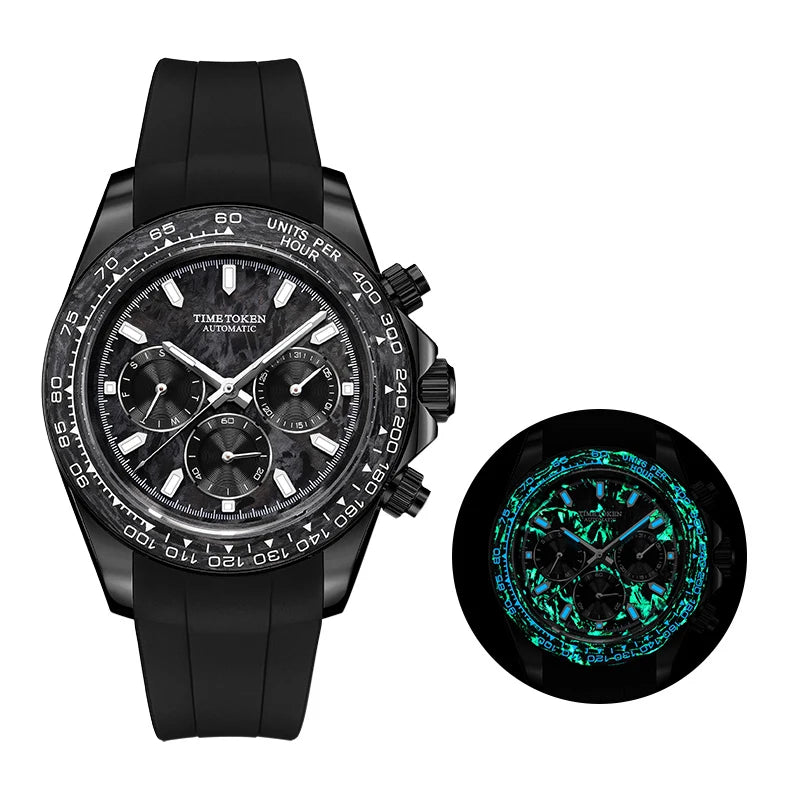 Carbon Fibre Luminous 40mm Automatic Watch Sporty Style 100m Waterproof Diver Watches automatic Men Watch multi-functional
