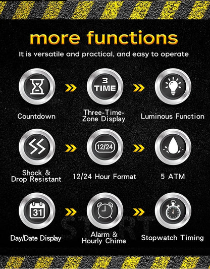 SANDA 6310 Men's Electronic Watch Multifunctional Luminous Alarm Clock Calendar Stopwatch Dual Display Digital Watches for Man