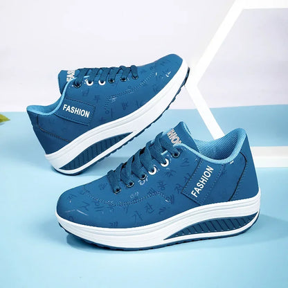 Zapatillas casuales de mujer para exterior con suela gruesa, plataforma de moda, talla grande 42, suela plana, para caminar, deporte, caminatas y running