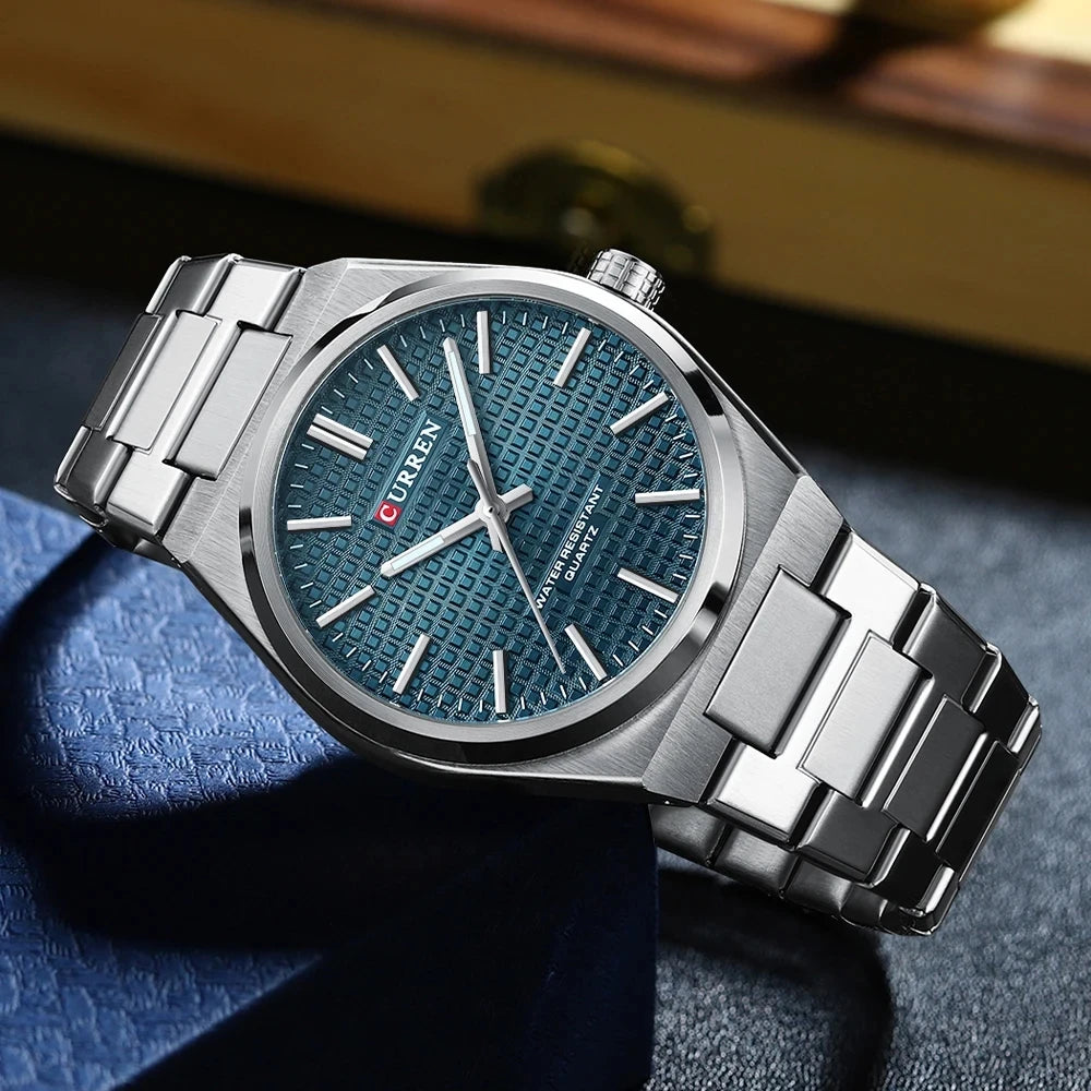 Montre pour homme CURREN 8439 – Modèle de grande marque, style luxe et professionnel, étanche, en acier inoxydable, type militaire, à mouvement quartz.