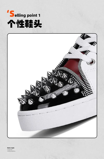 2025 New Men's Casual Shoes Comfortable Soft Punk Style Board Shoes Fashion Nail Anti Slip Wear Resistant Personalized Sneakers