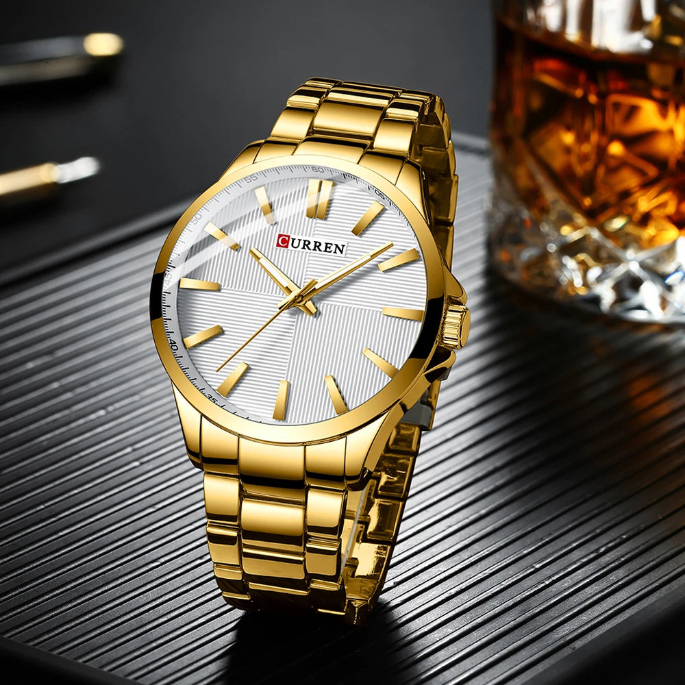 CURREN herenhorloge – Luxe model, waterdicht, militaire stijl, van roestvrij staal – Sportief polshorloge (ref. 8322)