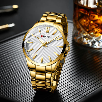CURREN herenhorloge – Luxe model, waterdicht, militaire stijl, van roestvrij staal – Sportief polshorloge (ref. 8322)