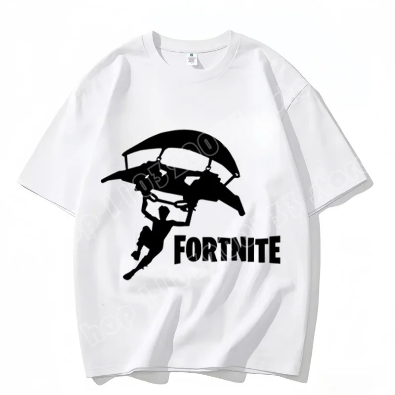 T-shirt Fortnite de gola redonda, unissexo para adulto, moda de dança do jogo, novo, em algodão puro, manga curta, perfeito para uso casual e férias