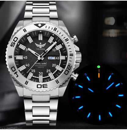 Yelang Watches V1035 44mm Men's Diving Watch Human Kinetic Energy Watch 100m Waterproof Watches Luminous Japan PX83 Sapphire