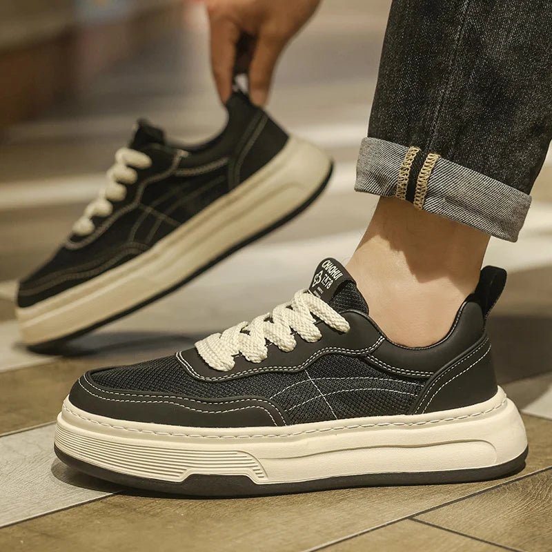 Men's Ultralight Breathable Mesh Sneakers 2025 Fashion Thick Sole Casual Shoes Comfortable Lace-up Trainers for Daily Walking