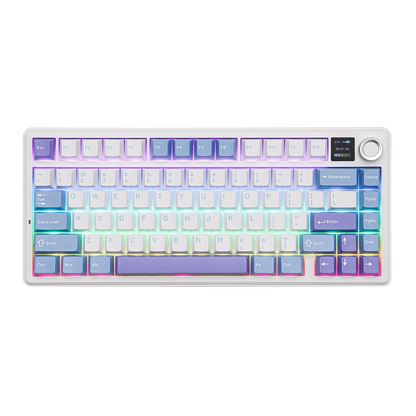Teclado mecánico inalámbrico EPOMAKER X AULA F75 MAX compacto 75% con distribución ANSI, conexión por cable/Bluetooth/2.4GHz, pantalla TFT y perilla
