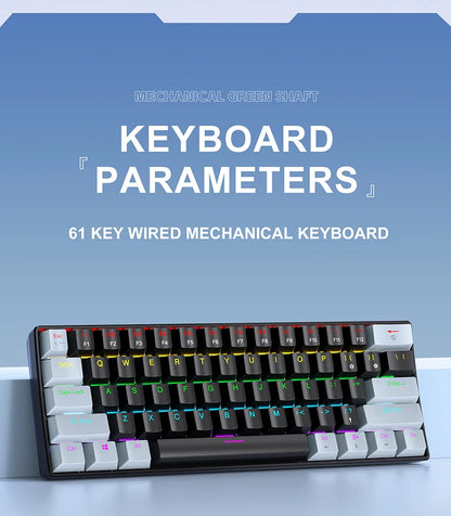 Teclado mecánico gaming con cable APAYADO K61 60% Mini Phantom RGB, 61 teclas, switch rojo/azul, ergonómico y portátil para PC/portátil