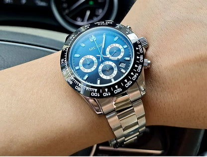 Reloj de hombre MEGIR, marca de lujo, reloj deportivo de cuarzo, correa de acero inoxidable, resistente al agua, cronógrafo, reloj de pulsera