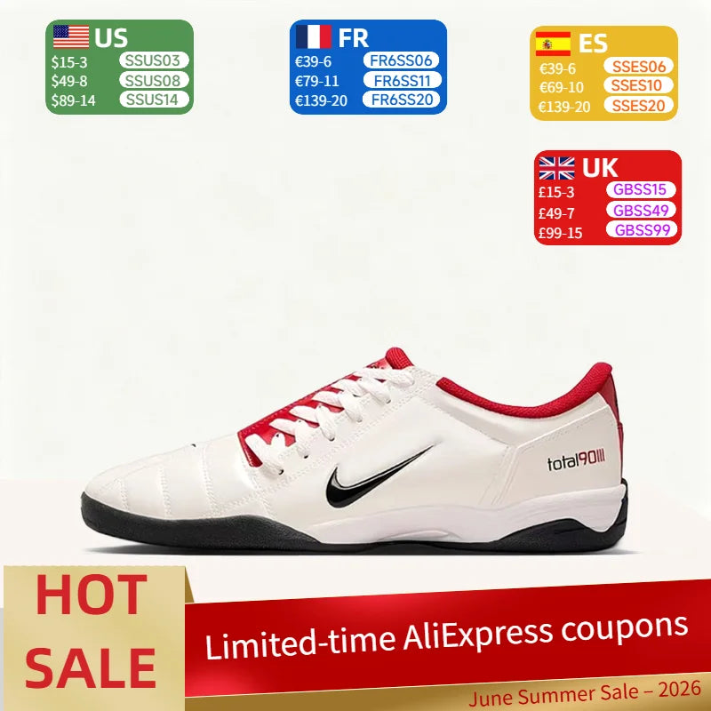 Nike Total 90 III – стилни, минималистични, удобни, плътно прилепващи, неплъзгащи се, издръжливи футболни обувки с ниска горна част (унисекс, бели) HQ2851-100