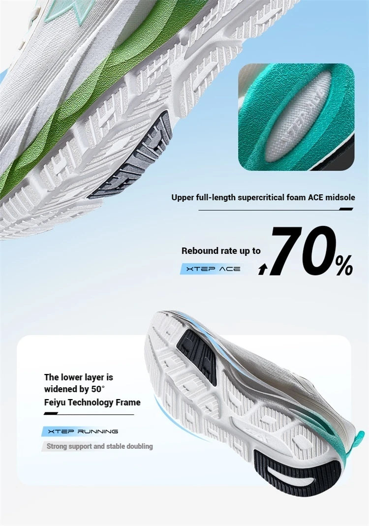 Xtep Lingbu 2.0 Running Shoes Male 2025 Spring ACE Support Feather Foam Sports Shoes Stability Advanced Sneakers 875119110001