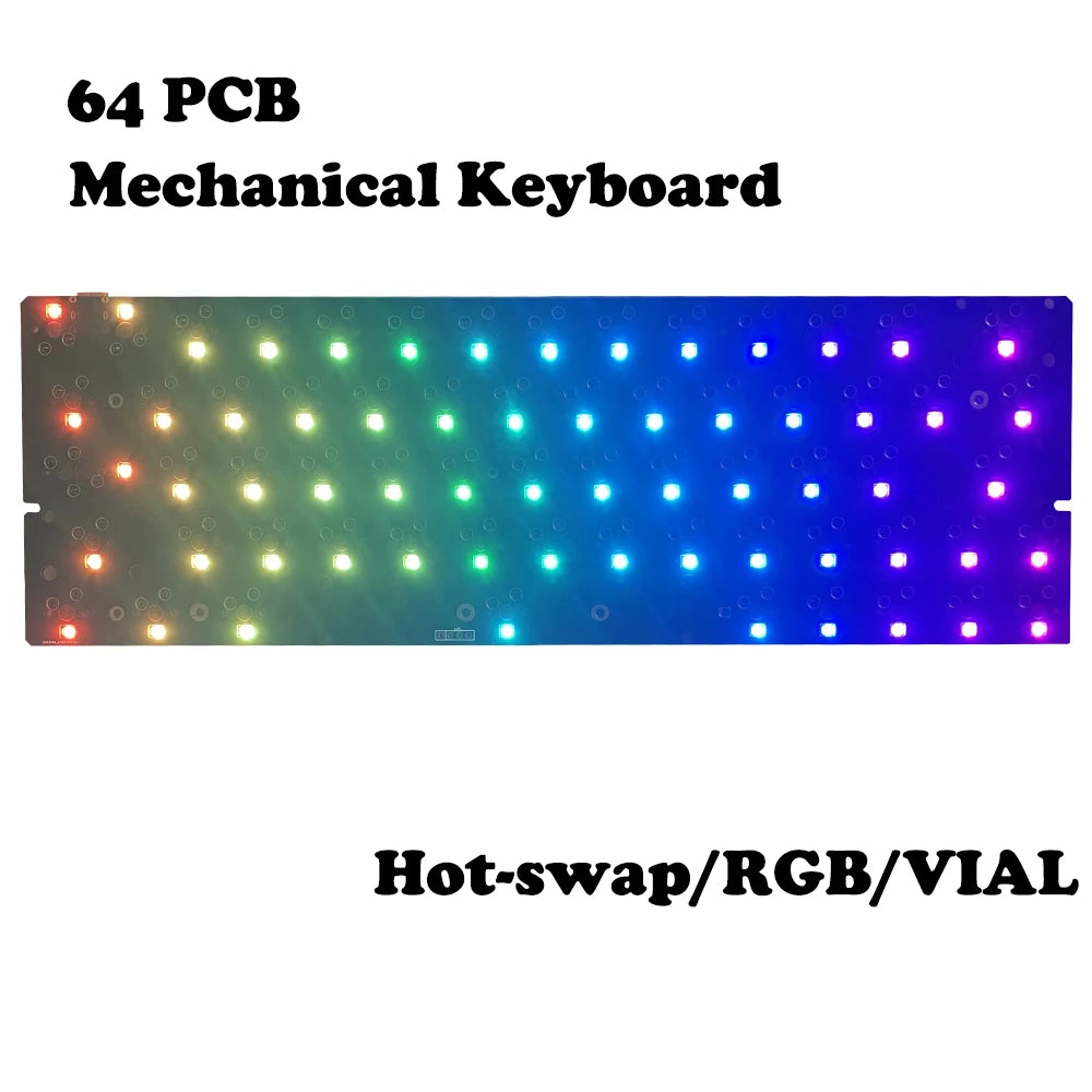 Hot-Swap 64RGB Mechanical Keyboard Custom PCB Compatible With GH60 Wooting 60he RAKK PCB Kit optional